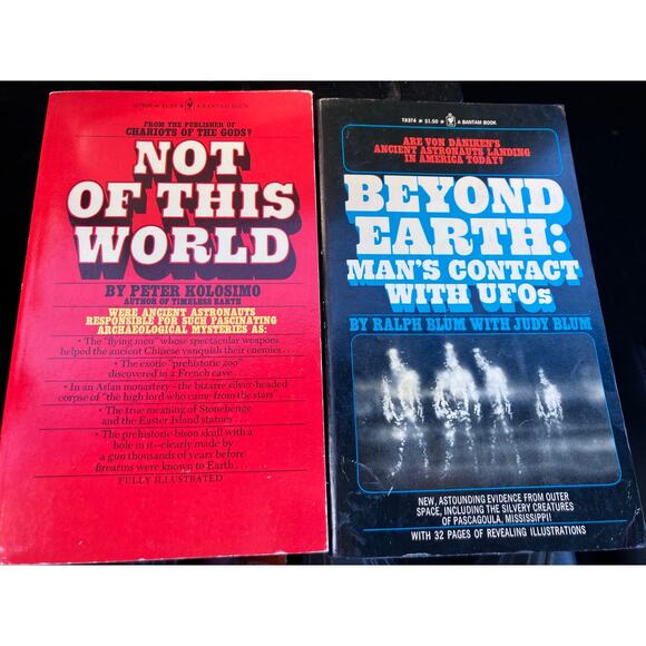 UFO Vintage BOOK Lot of (2), Not of this World, Beyond Earth, Paperback 1970s - Picture 1 of 11